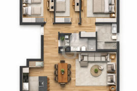 3-beds apartment with two terraces, in a condominium with swimming pool