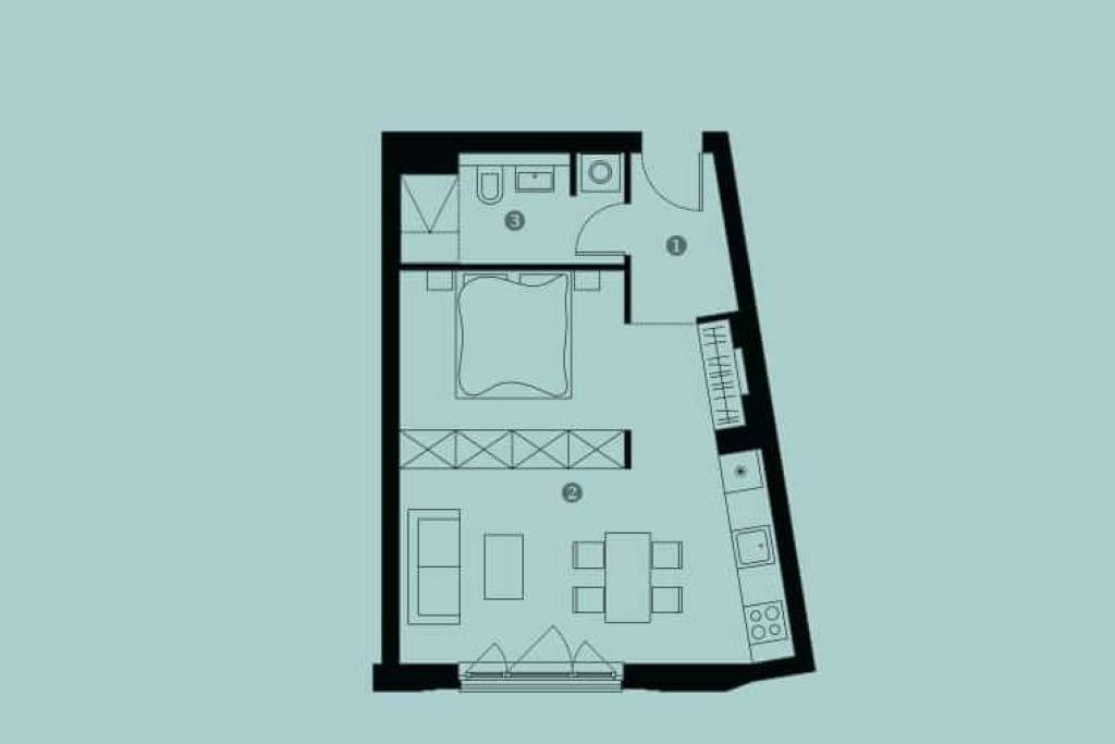 Upscale & central new -build: 2-room Apartment close to Mercedes Benz Area