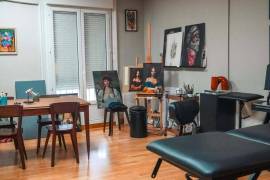 Versatile workspace with storage and private office