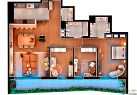 New construction, T3 apartment of 152 m2 + terrace 20 to 210 m2, parking, view of the Tagus River, Barreiro